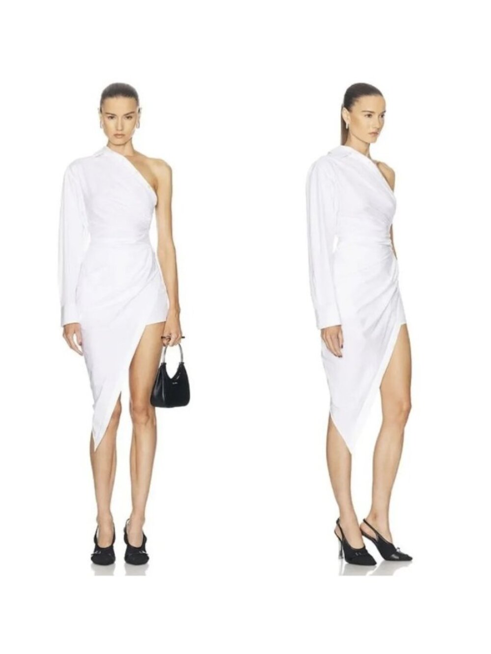 NWT Alexander Wang Tailored Asymmetric Midi Shirt Dress White Size 4